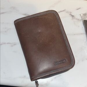 Coach Brown Leather Zip Around Wallet